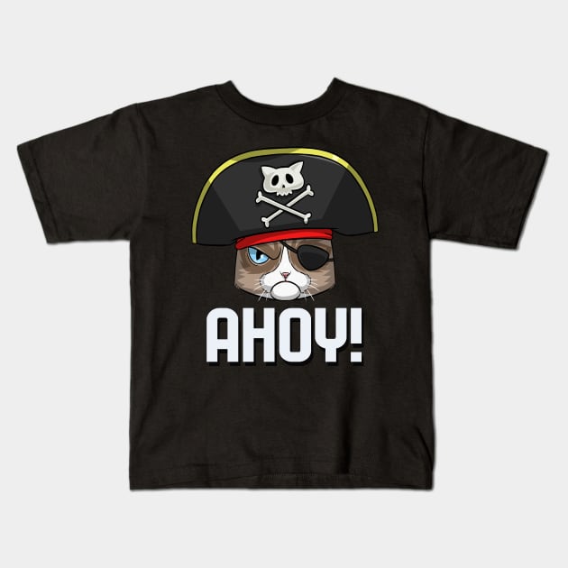 Exotic Shorthair Cat Pirate Captain Kids T-Shirt by Noseking